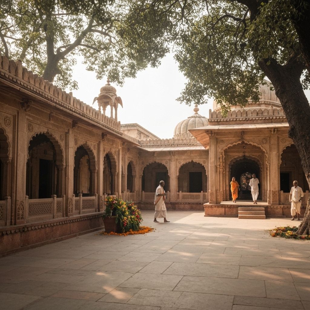 Peaceful courtyard ambience near Sri Janaki Mahal Trust (Ayodhya spiritual stay)