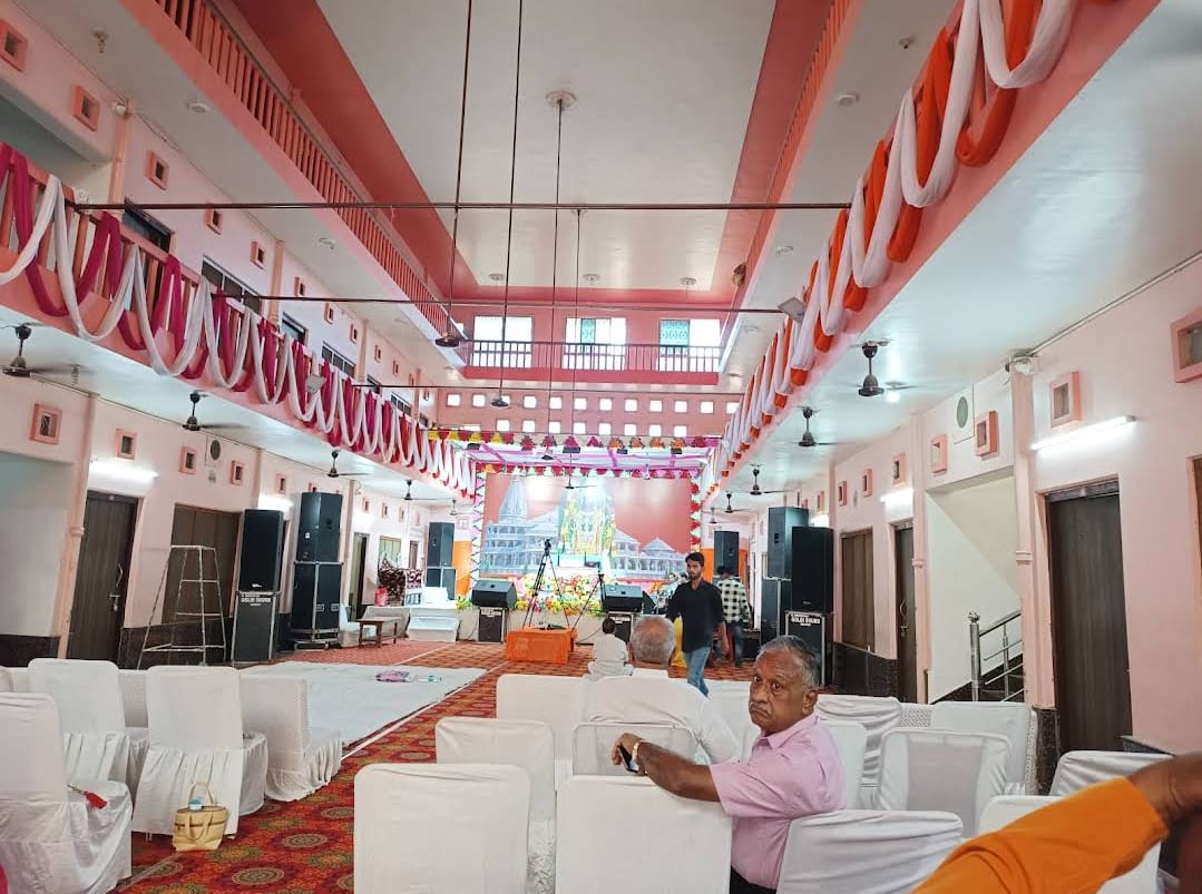 Prayer-ready guest room at Janaki Mahal Trust